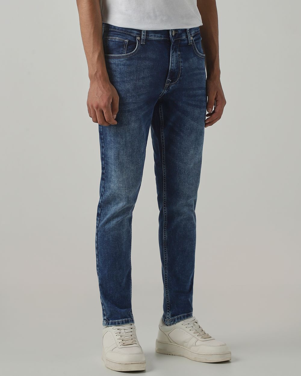 Blue Grey Ankle Length Denim Deluxe Stretch Jeans