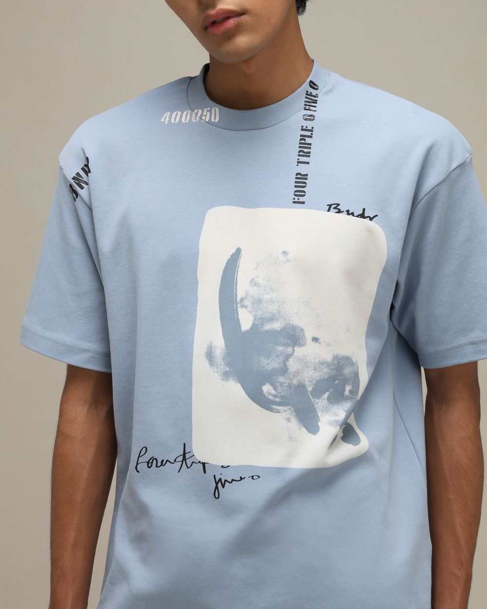 Blue Abstract Print Oversized T-Shirt