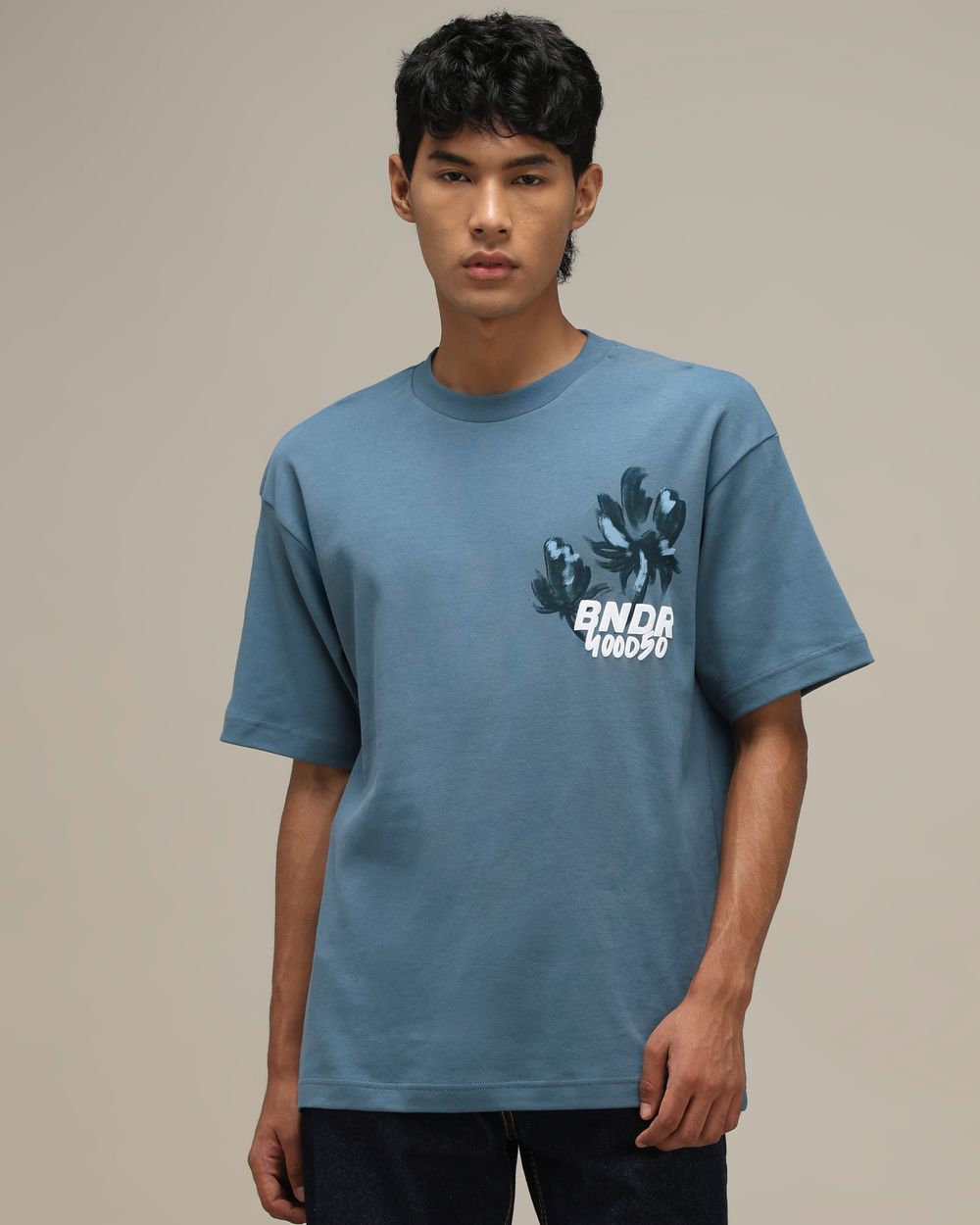 Teal Back Print Oversized T-Shirt