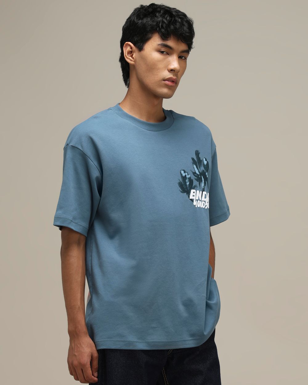 Teal Back Print Oversized T-Shirt