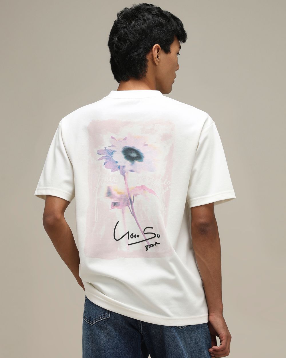 Off White Back Print Oversized T-Shirt