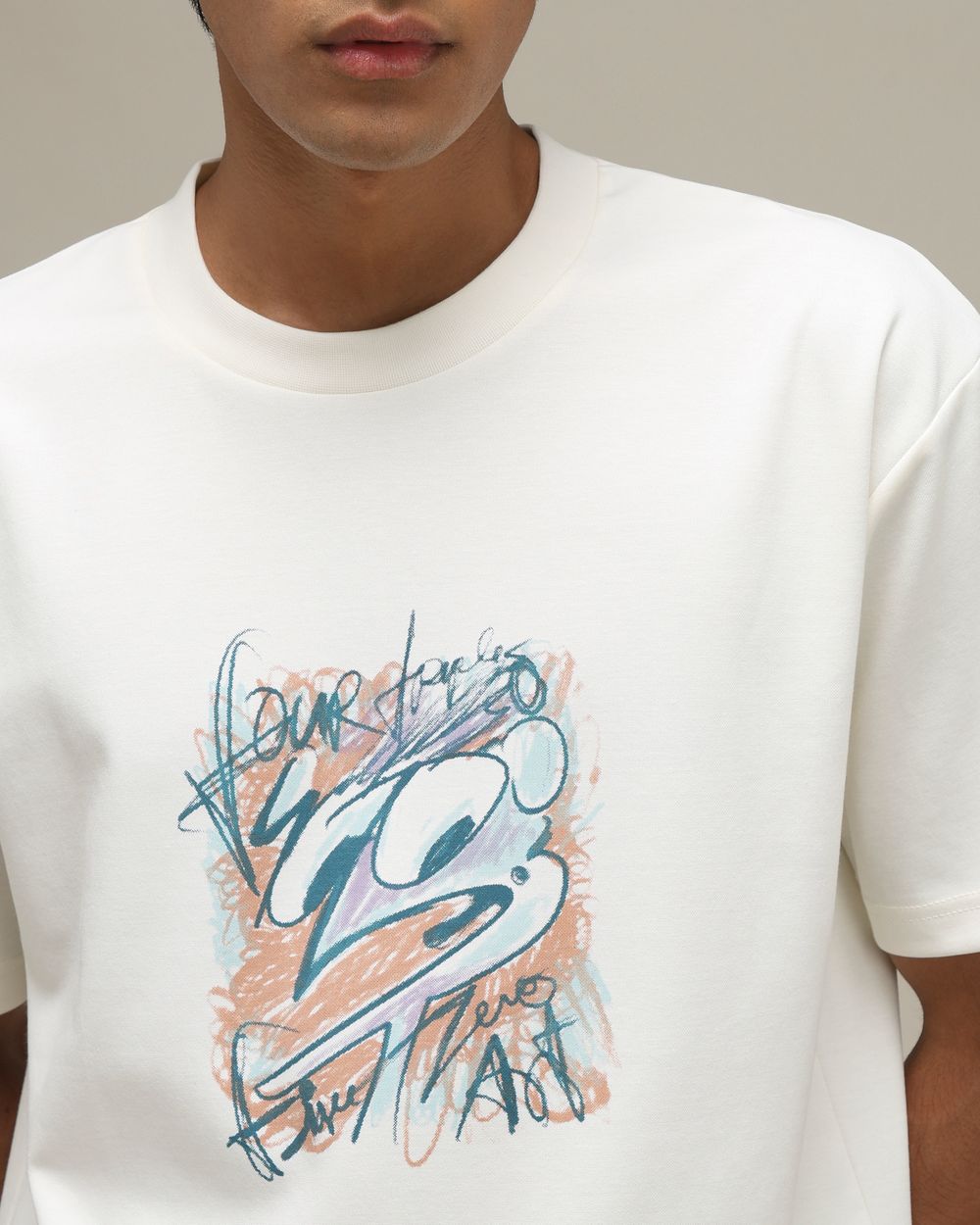 Off White Back Print Oversized T-Shirt