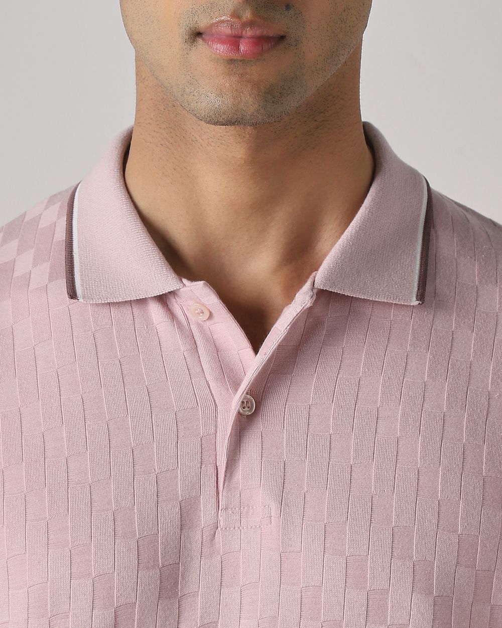 Lilac Jacquard Plain Stretch Polo