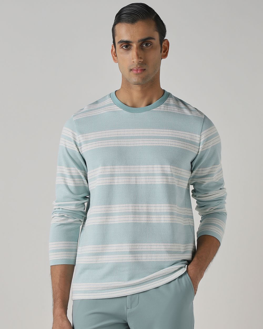 Aqua Jacquard Stripe T-Shirt