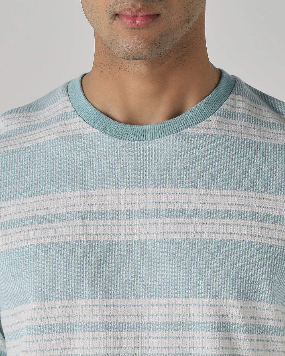 Aqua Jacquard Stripe T-Shirt