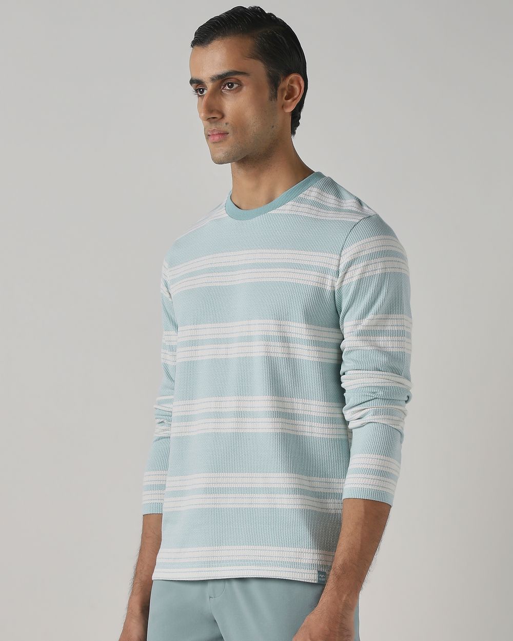 Aqua Jacquard Stripe T-Shirt