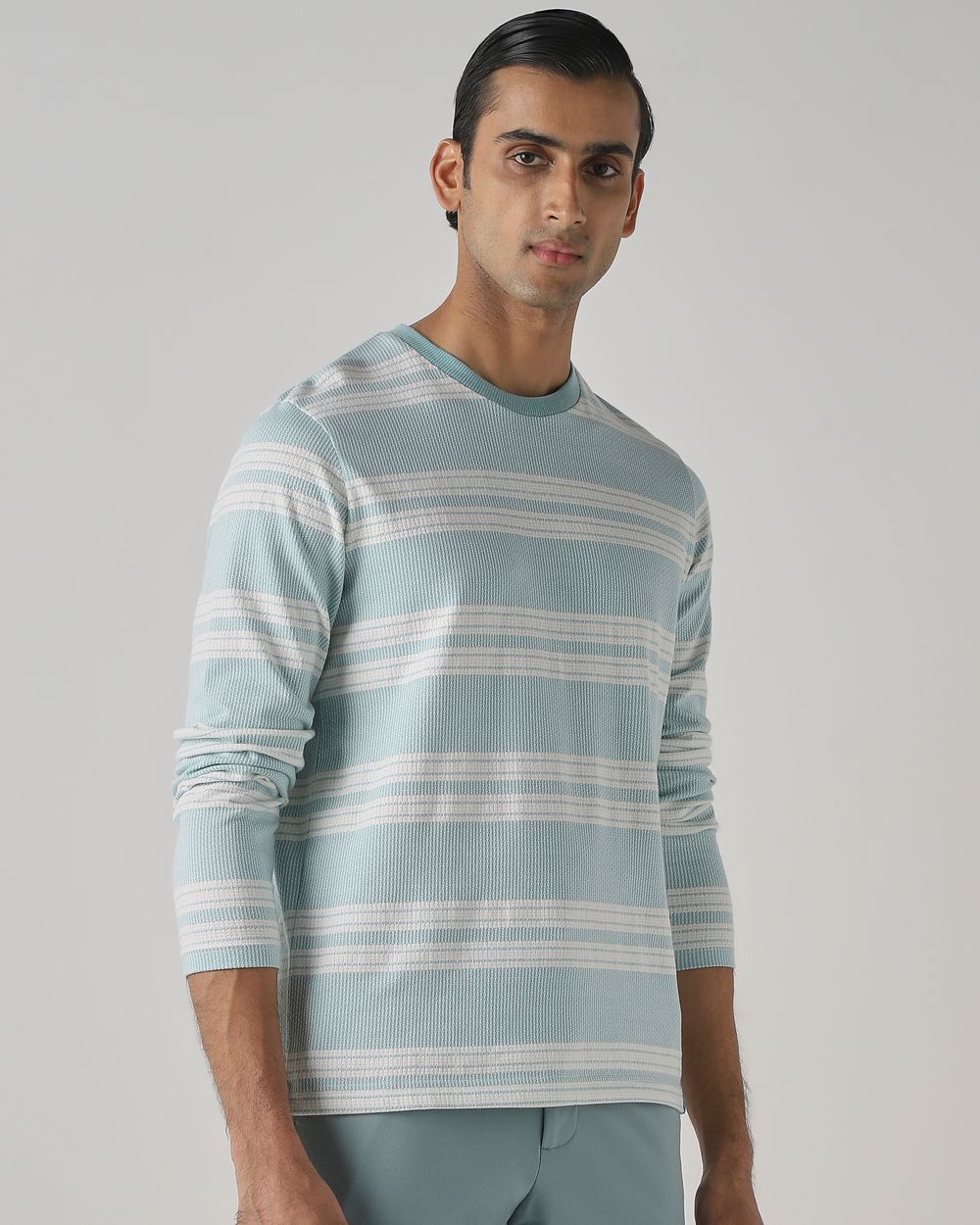 Aqua Jacquard Stripe T-Shirt