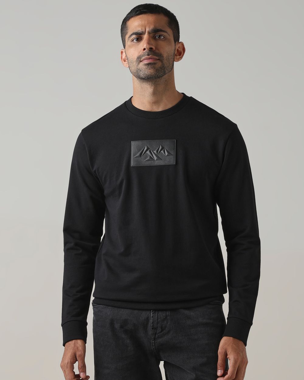 Black Embossed Slim Fit Sweatshirt