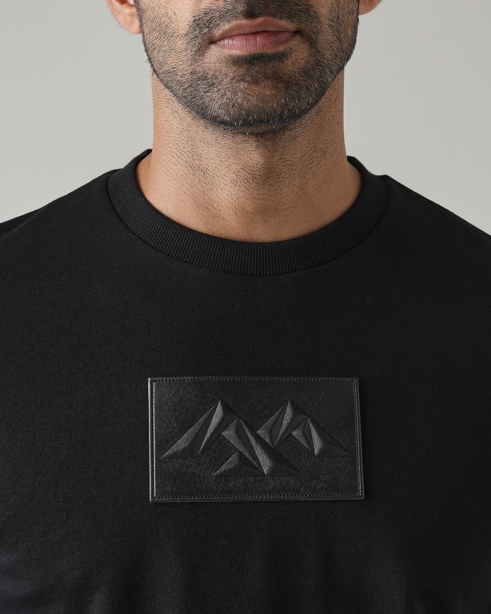 Black Embossed Slim Fit Sweatshirt