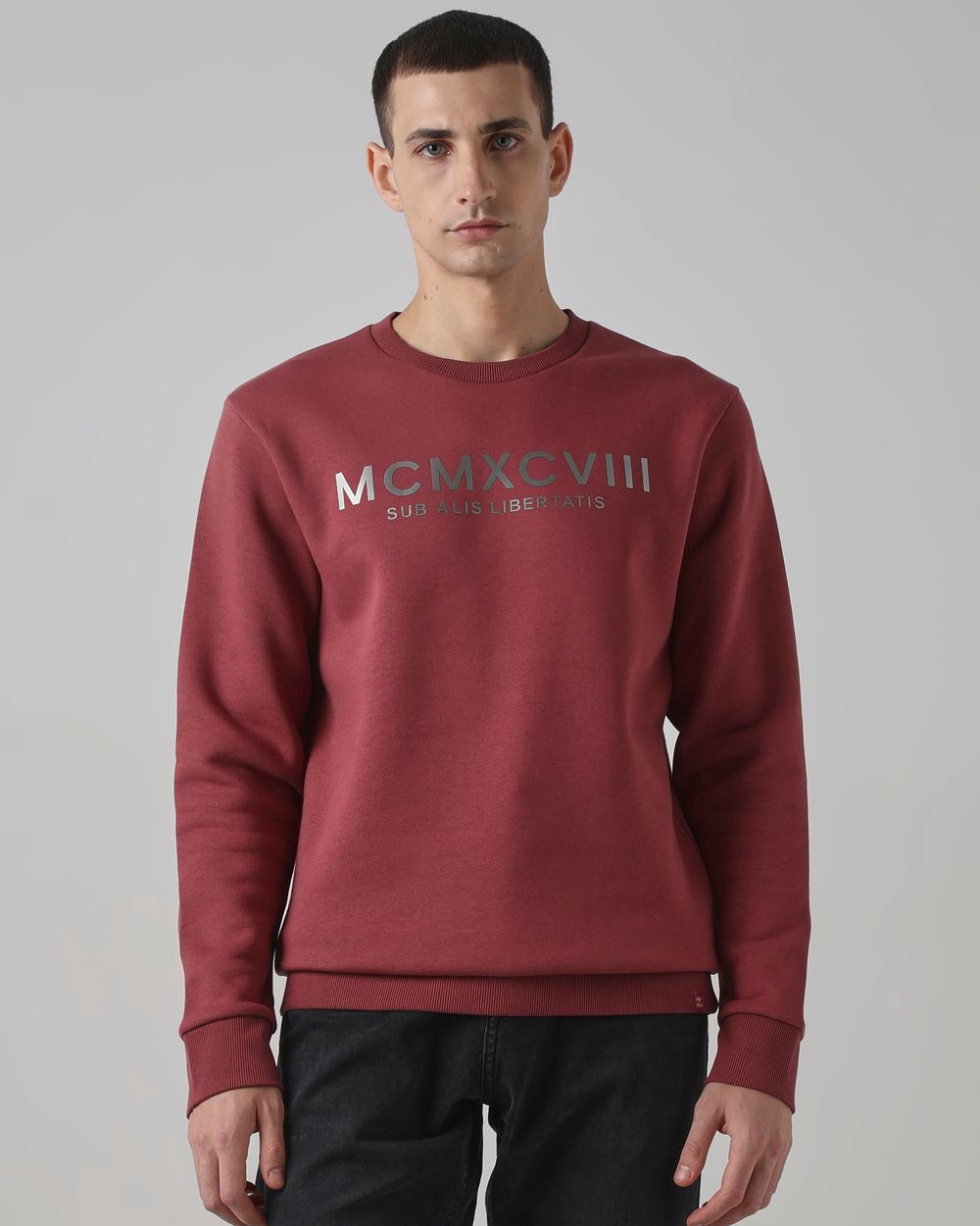 Pink Metallic Print Slim Fit Sweatshirt