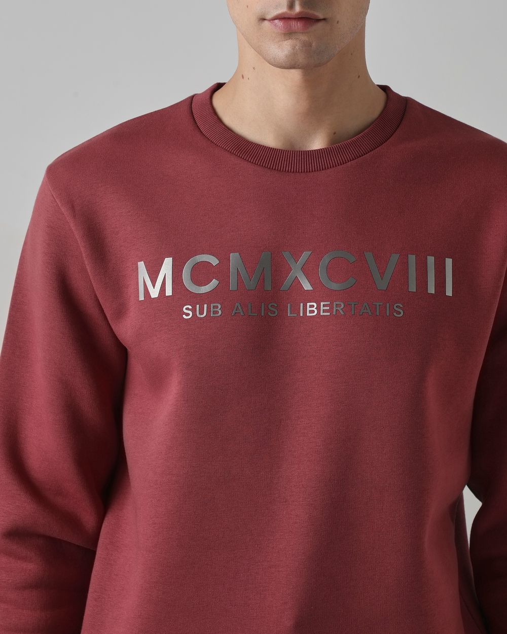 Pink Metallic Print Slim Fit Sweatshirt