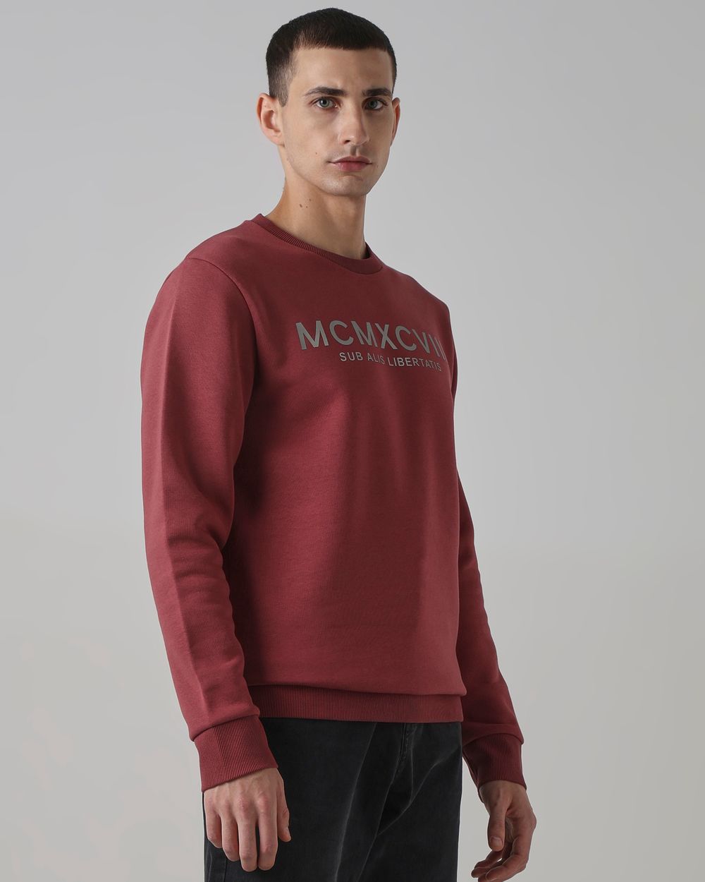 Pink Metallic Print Slim Fit Sweatshirt