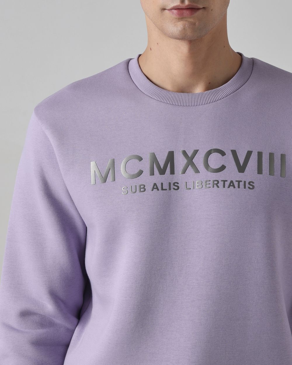 Lilac Metallic Print Slim Fit Sweatshirt