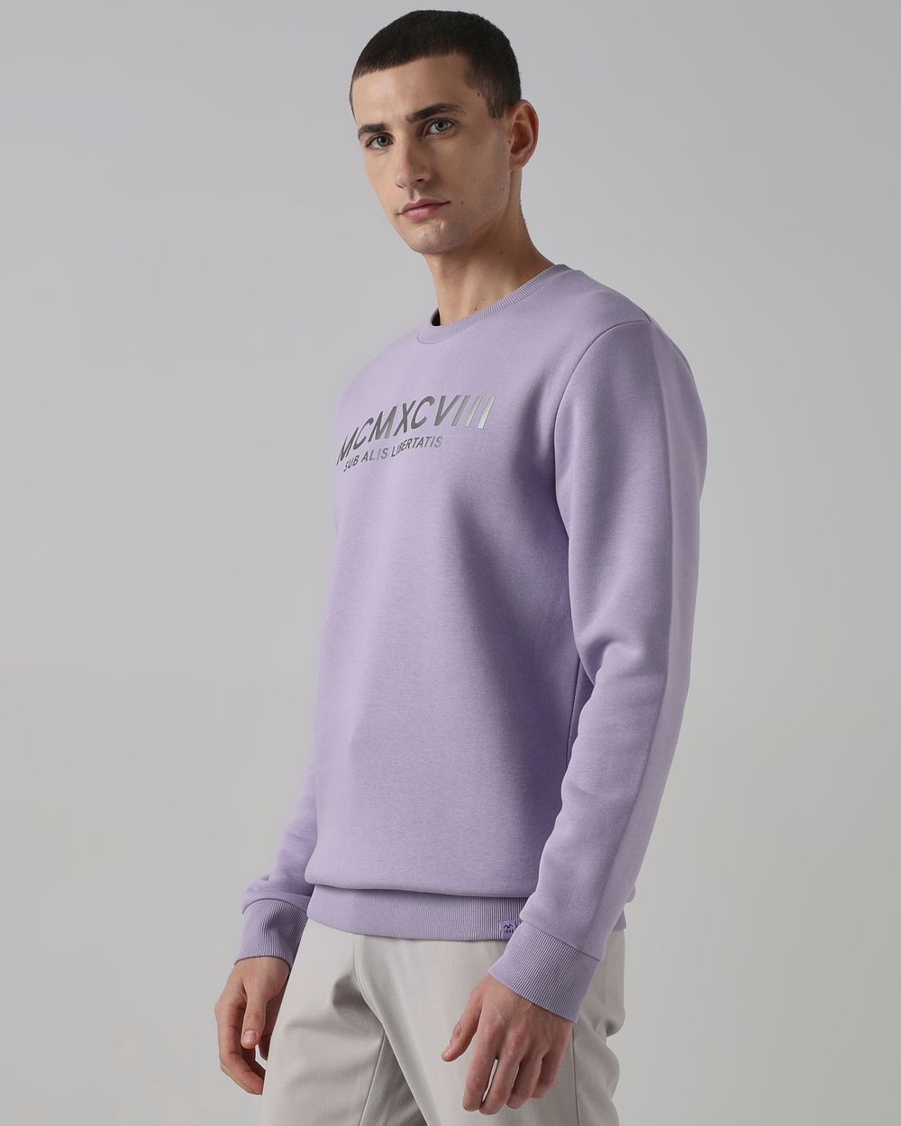 Lilac Metallic Print Slim Fit Sweatshirt