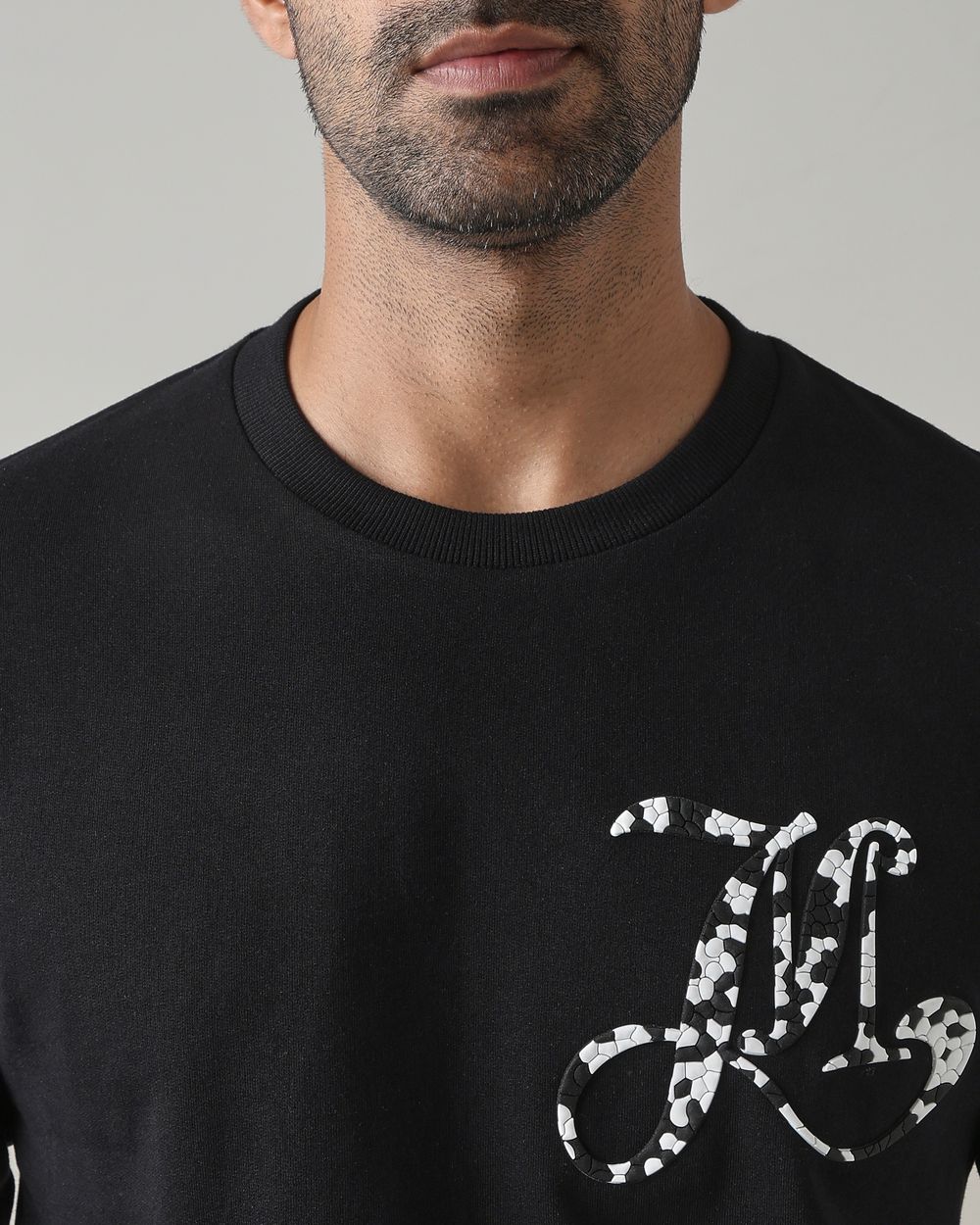 Black Embossed Slim Fit Sweatshirt