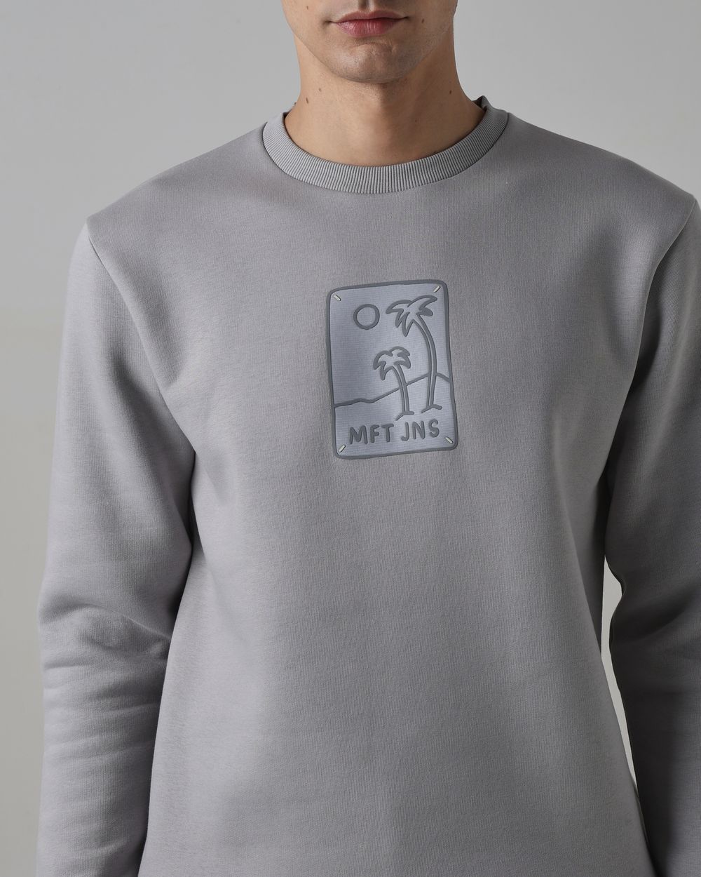 Grey Embroidered Slim Fit Sweatshirt