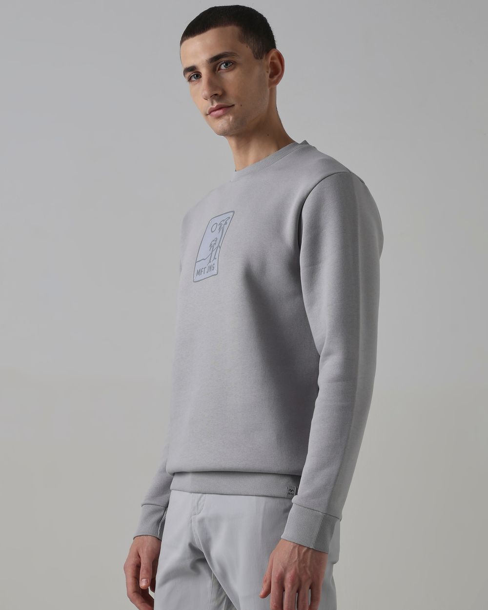 Grey Embroidered Slim Fit Sweatshirt