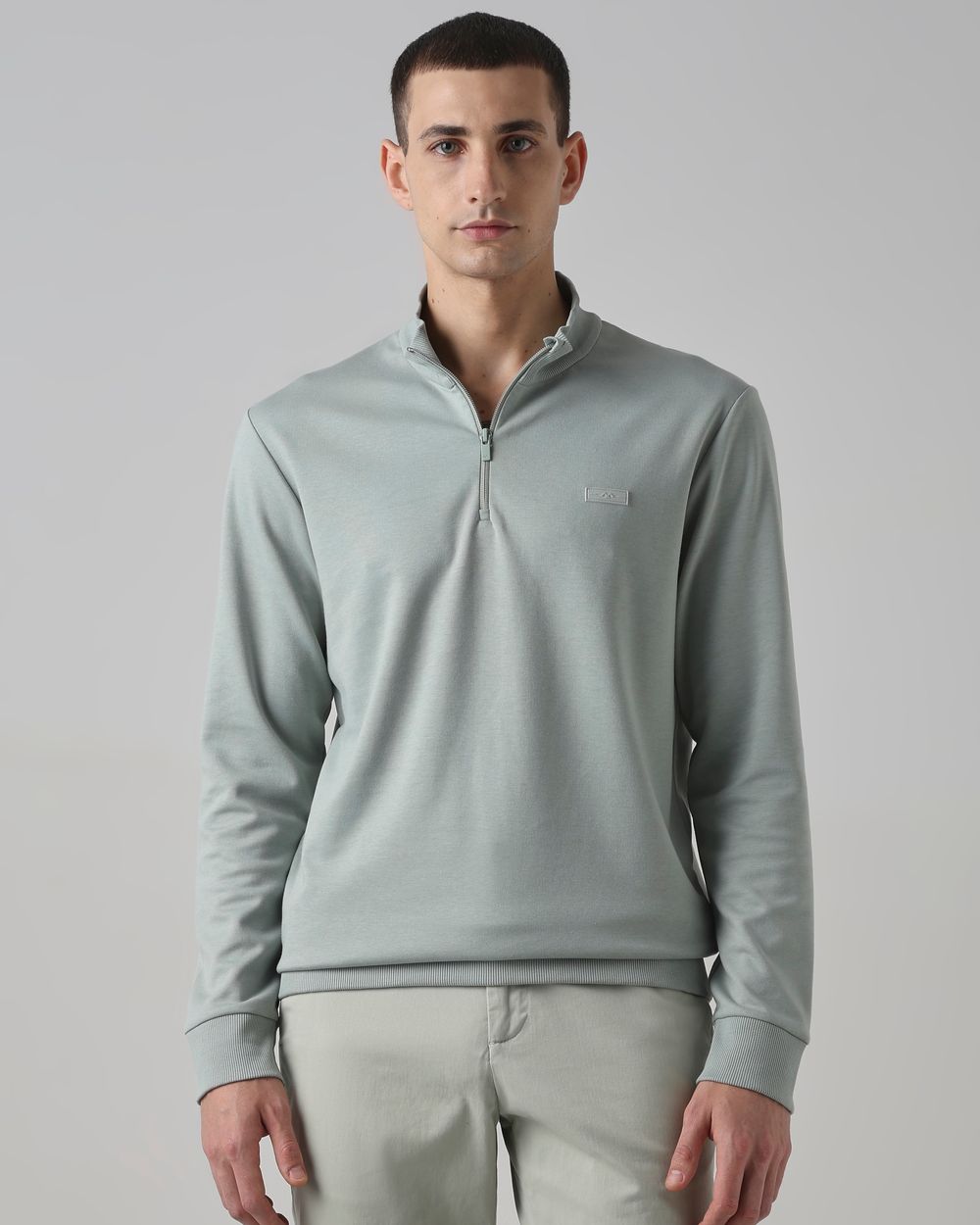 Sage Funnel Neck Slim Fit Sweatshirt