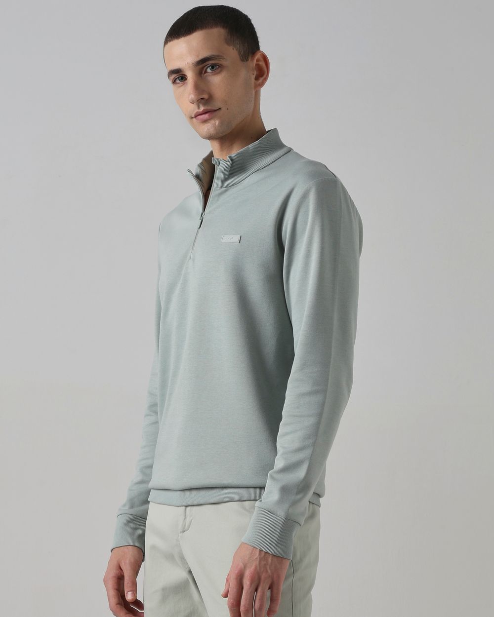 Sage Funnel Neck Slim Fit Sweatshirt