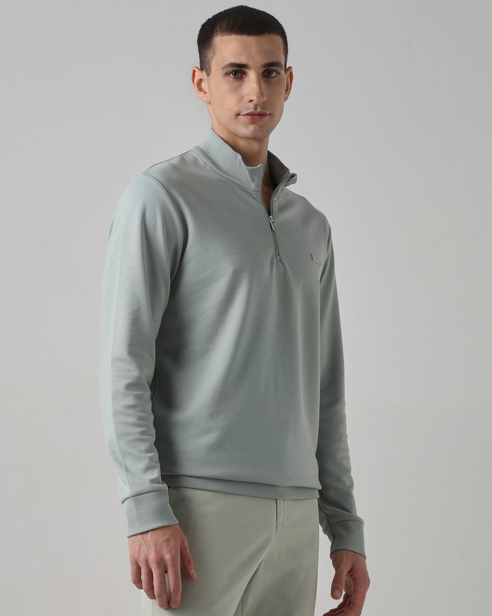 Sage Funnel Neck Slim Fit Sweatshirt