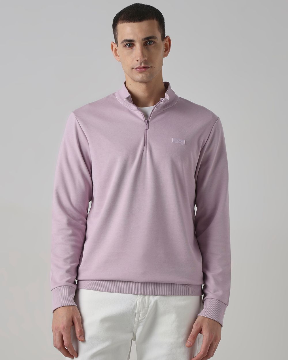Lilac Funnel Neck Slim Fit Sweatshirt