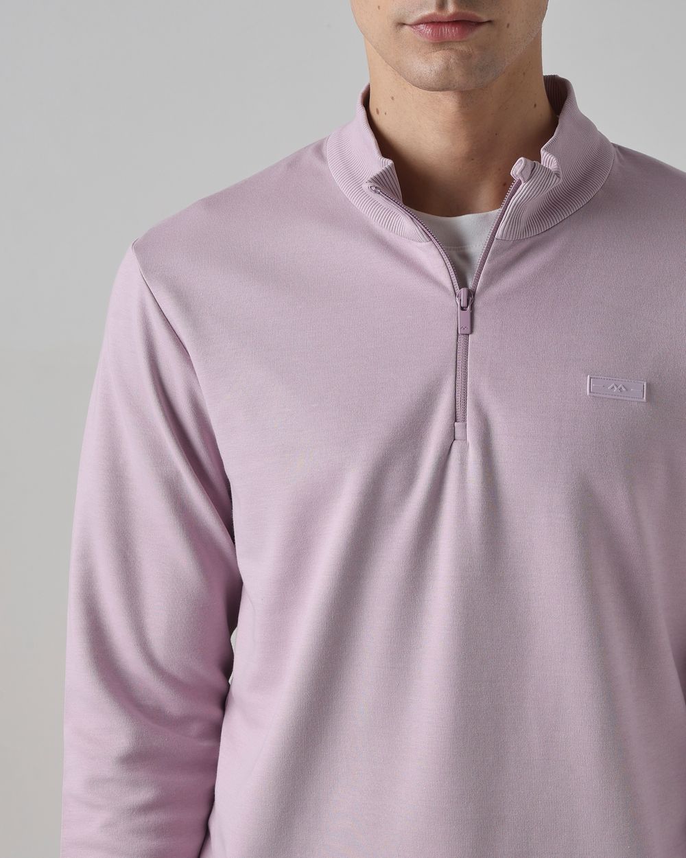 Lilac Funnel Neck Slim Fit Sweatshirt