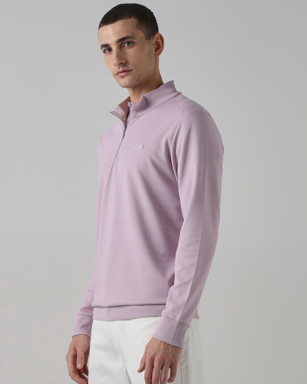 Lilac Funnel Neck Slim Fit Sweatshirt