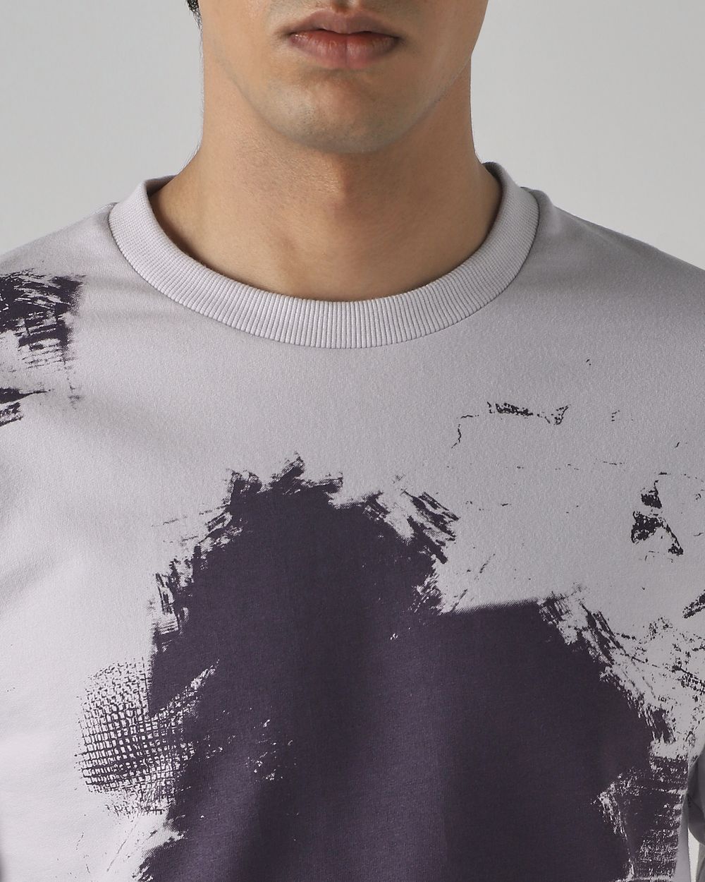 Lilac Abstract Print Slim Fit Sweatshirt