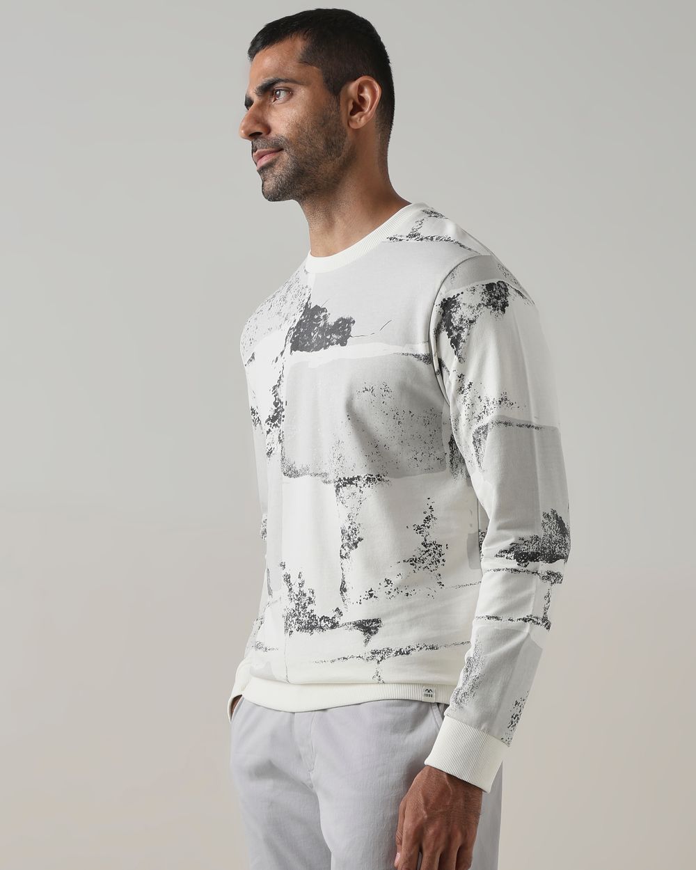 Off White Abstract Print Slim Fit Sweatshirt