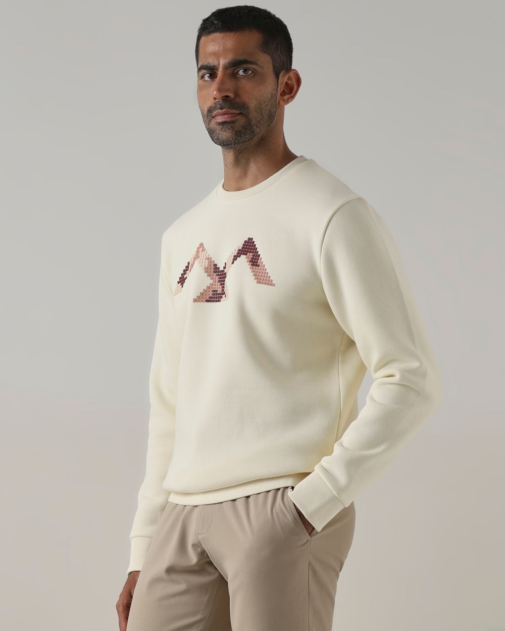 Off White 3D Print Slim Fit Sweatshirt