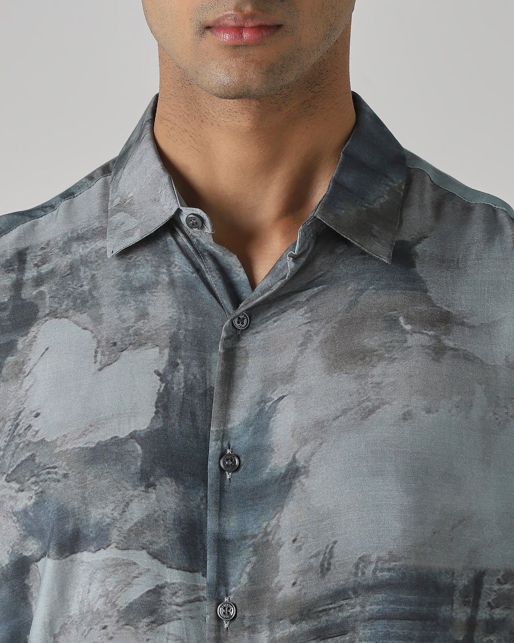 Teal Digital Print Viscose Slim Fit Casual Shirt