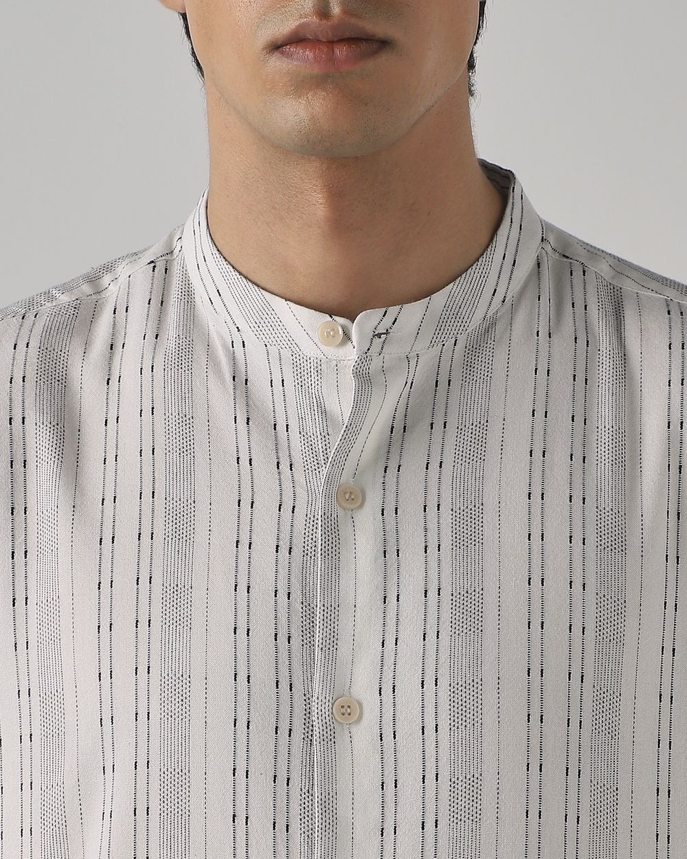 White Dobby Stripe Slim Fit Casual Shirt