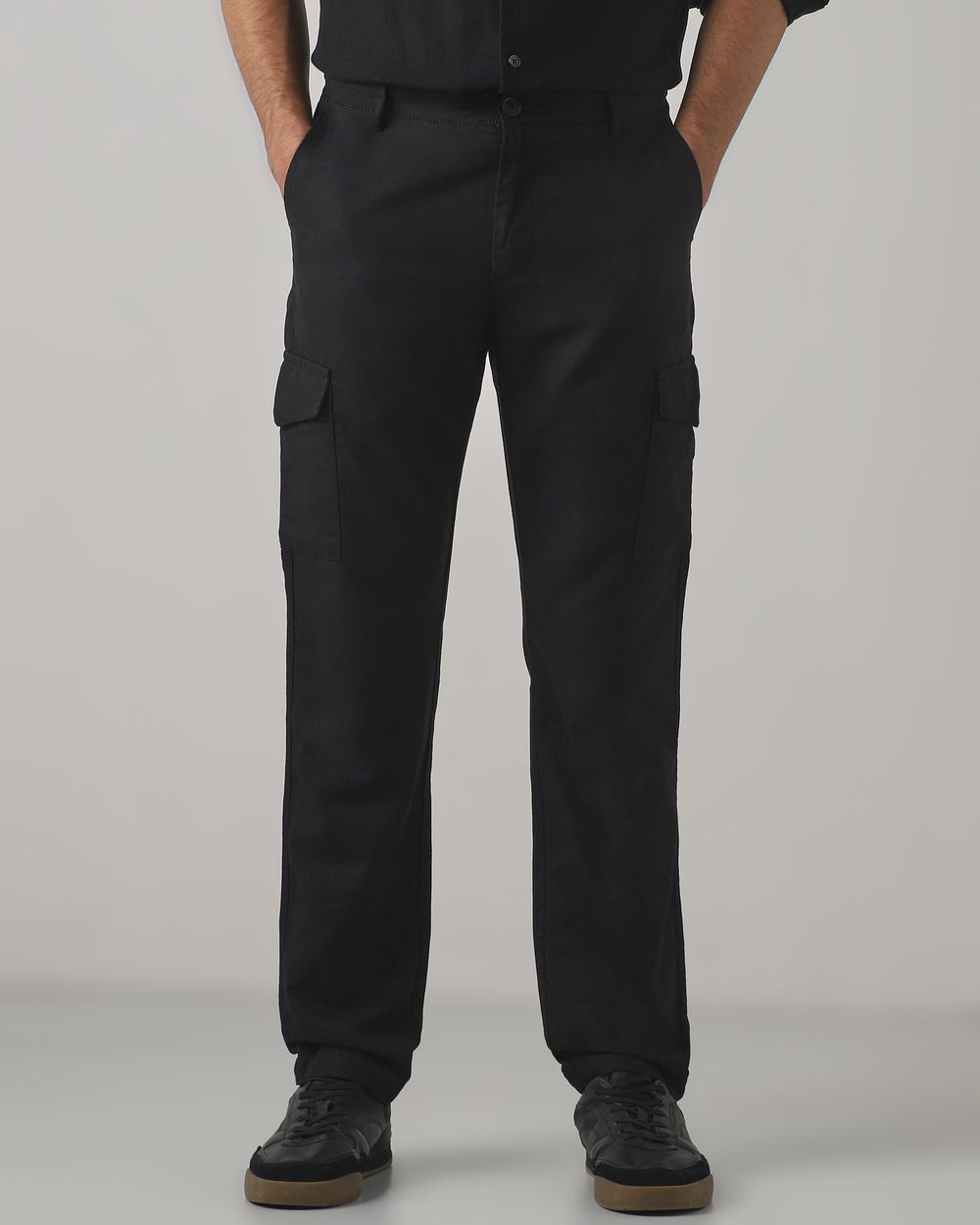 Black Slim Fit Cotton Cargos