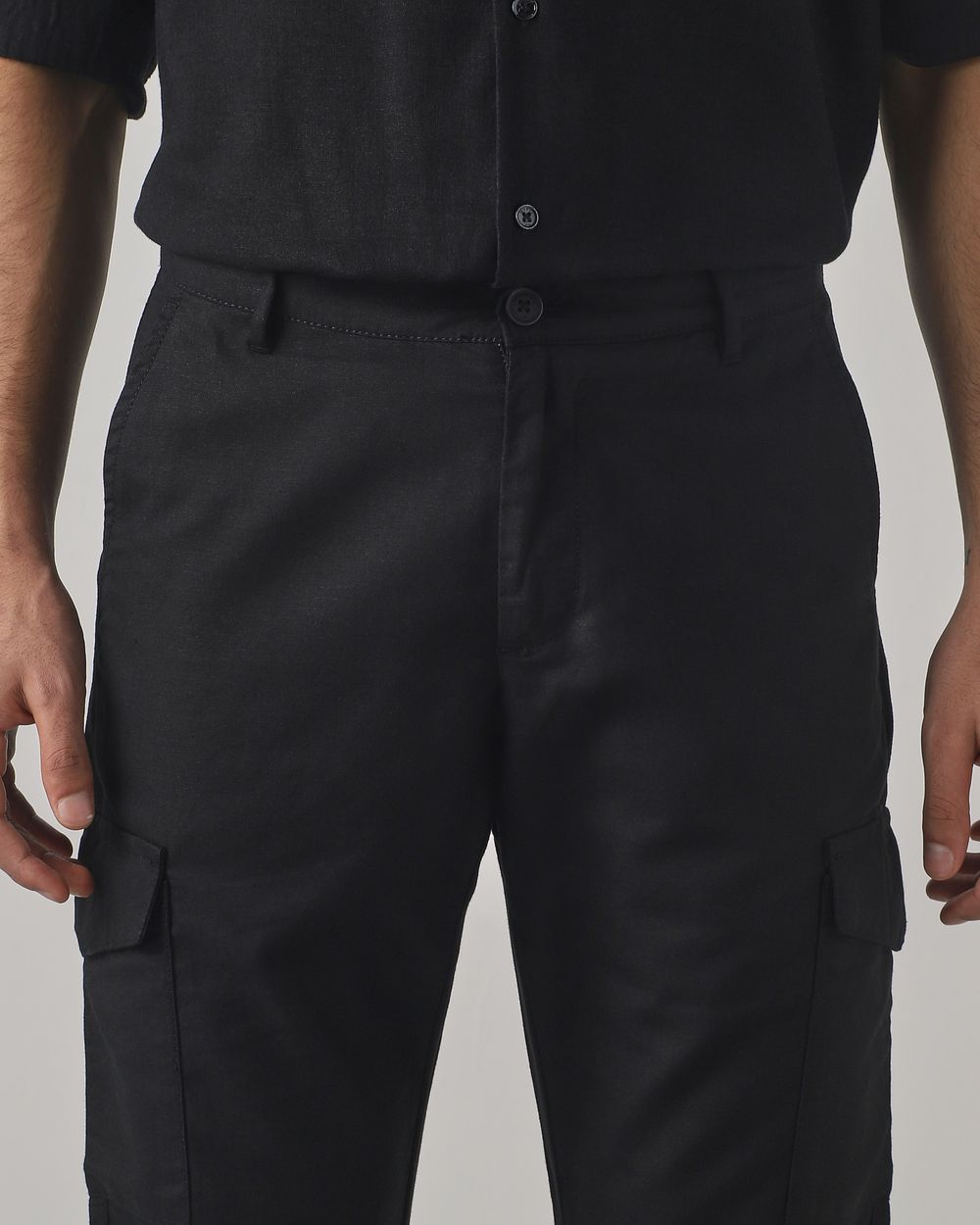 Black Slim Fit Cotton Cargos