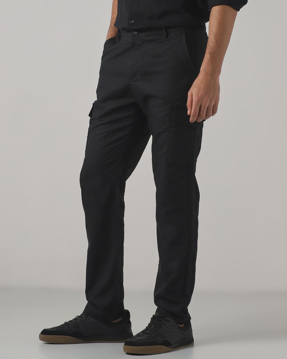 Black Slim Fit Cotton Cargos
