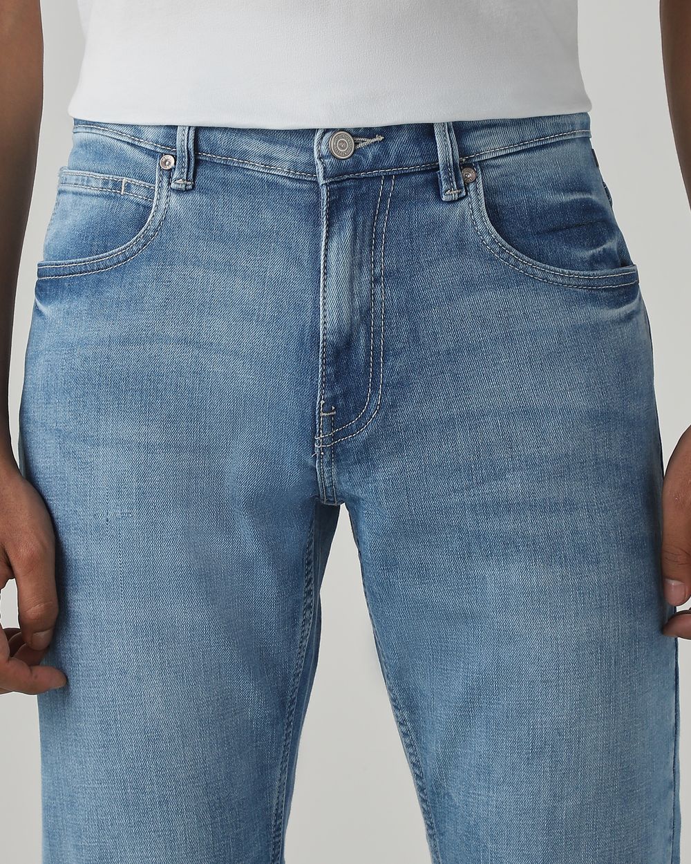 Mid Blue Straight Fit Original Stretch