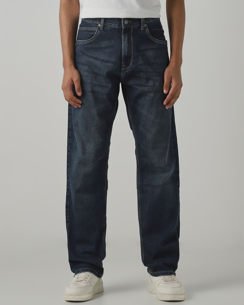Blue Grey Loose Straight Fit Original Stretch