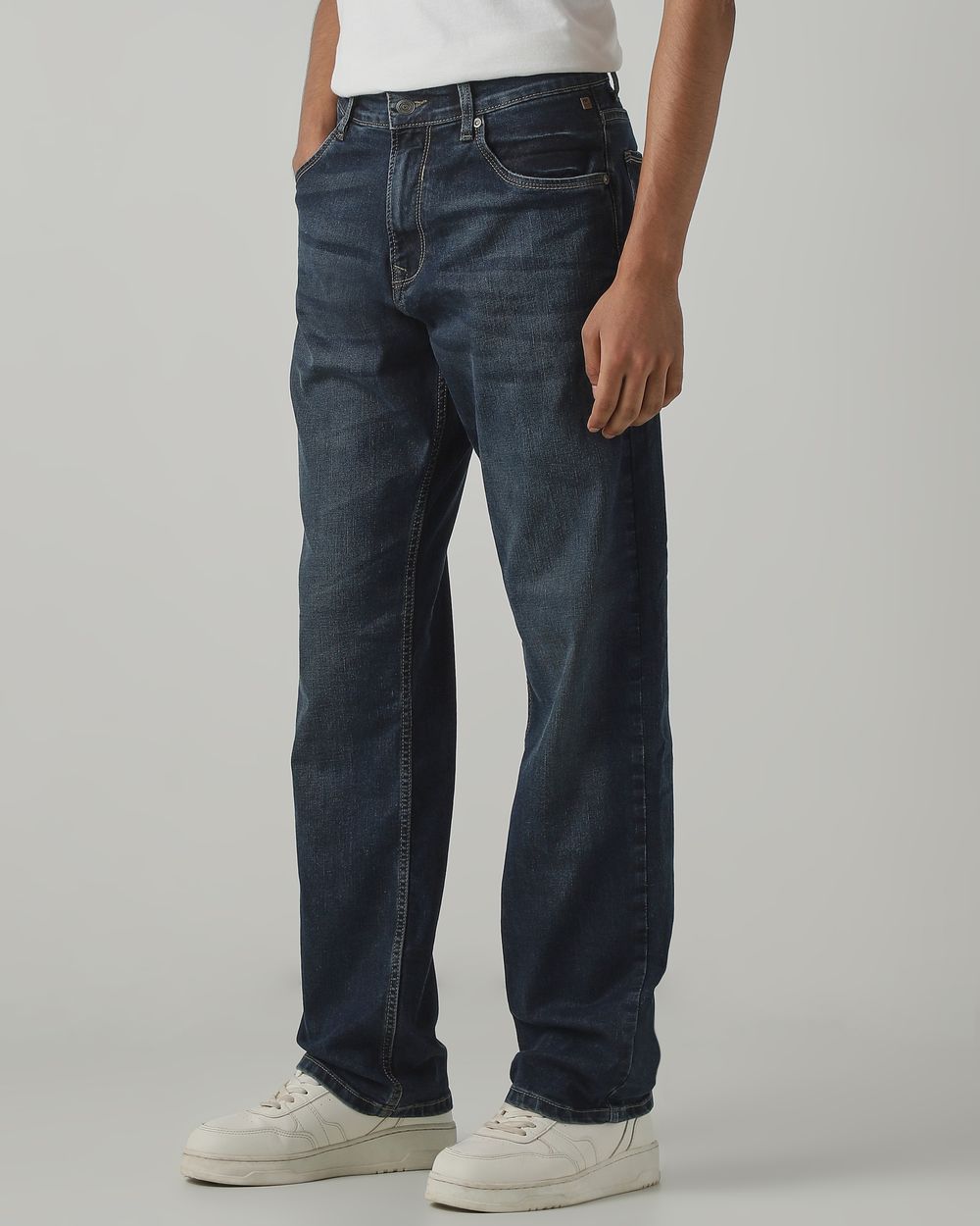 Blue Grey Loose Straight Fit Original Stretch