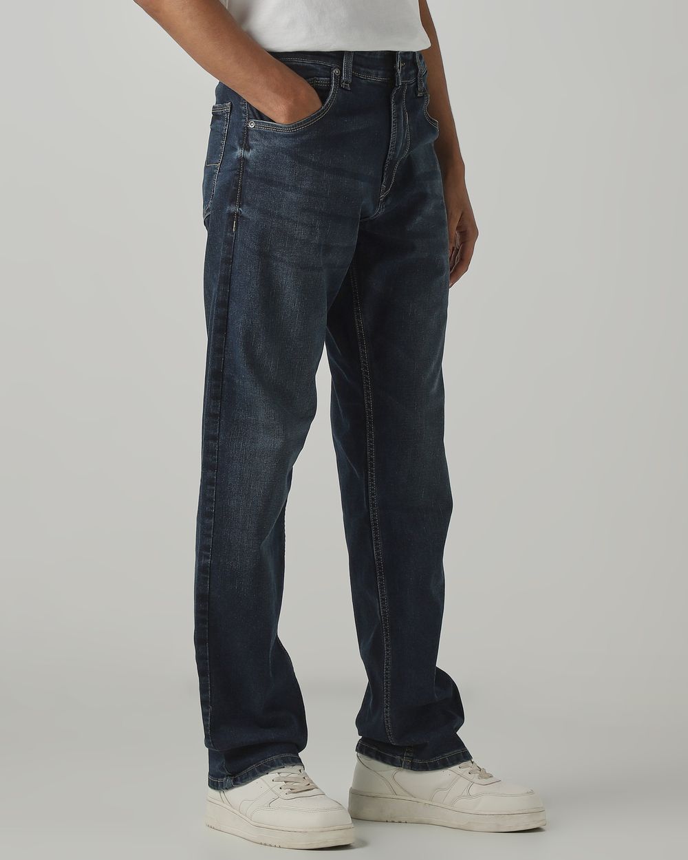 Blue Grey Loose Straight Fit Original Stretch