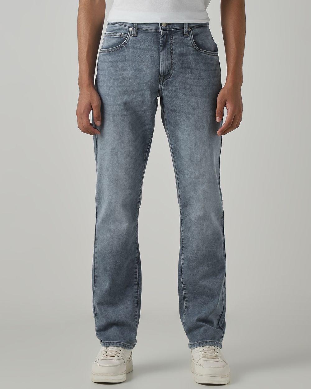Grey Straight Fit Denim Deluxe Stretch