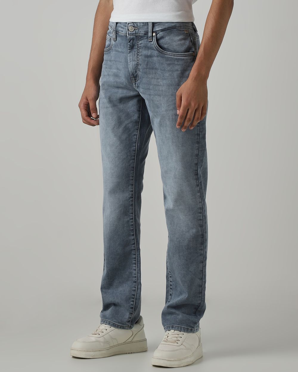 Grey Straight Fit Denim Deluxe Stretch