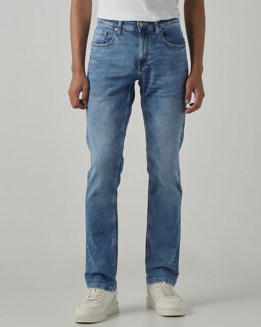 Mid Blue Super Slim Fit Denim Deluxe Stretch