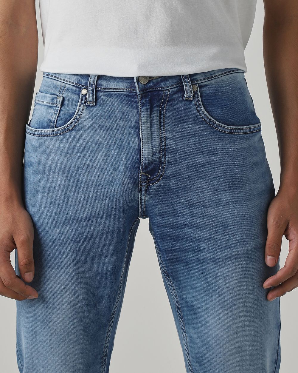 Mid Blue Super Slim Fit Denim Deluxe Stretch