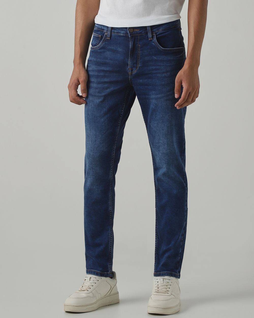 Dark Indigo Blue Ankle Length Denim Deluxe Stretch