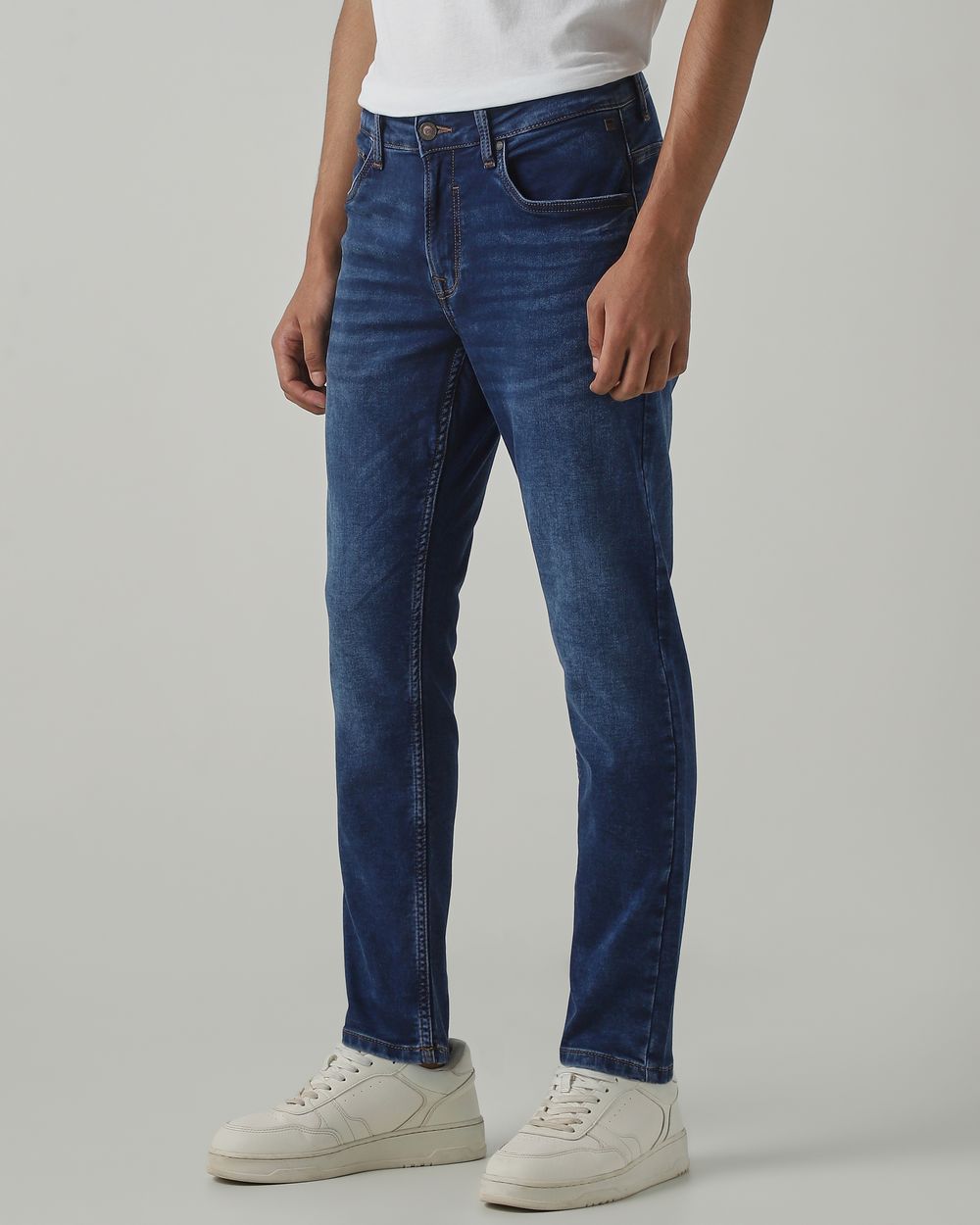 Dark Indigo Blue Ankle Length Denim Deluxe Stretch