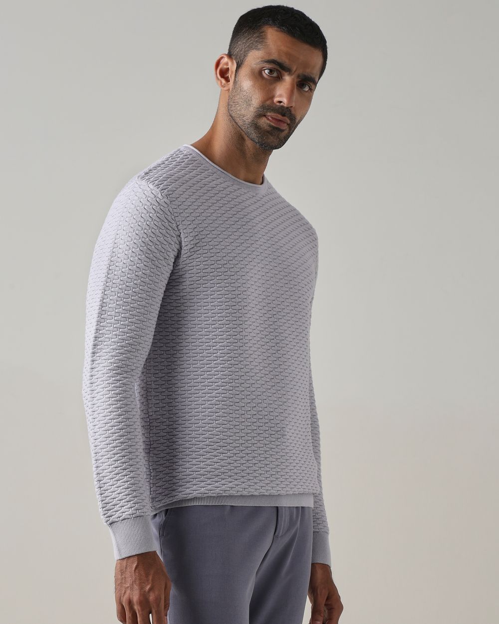 Lilac Textured Slim Fit Flatknit