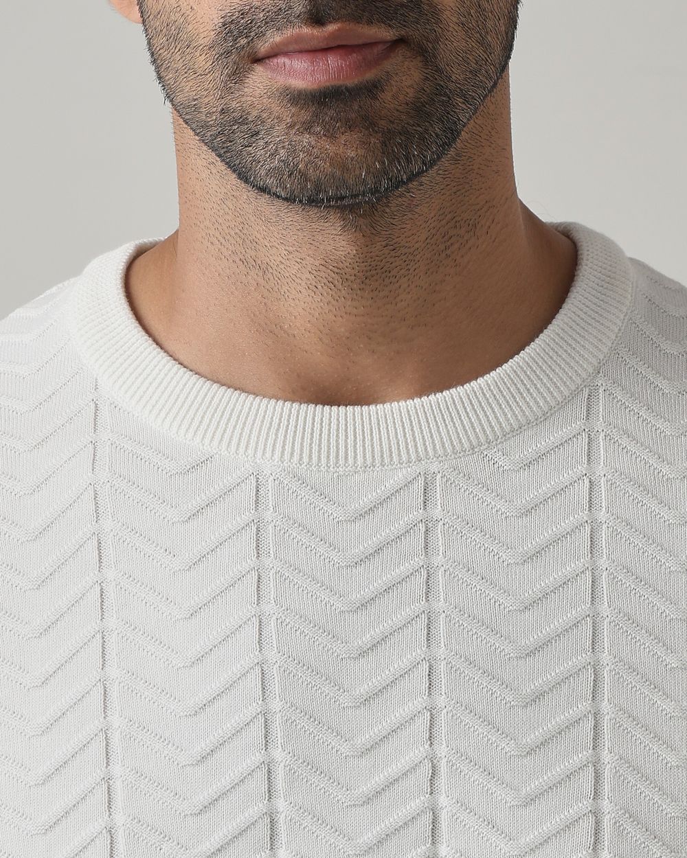 White Chevron Slim Fit Flatknit