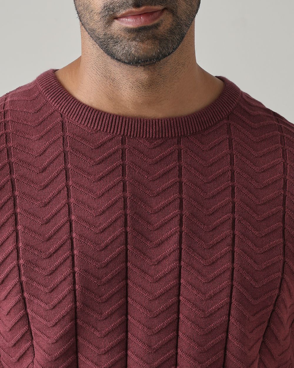 Plum Chevron Slim Fit Flatknit