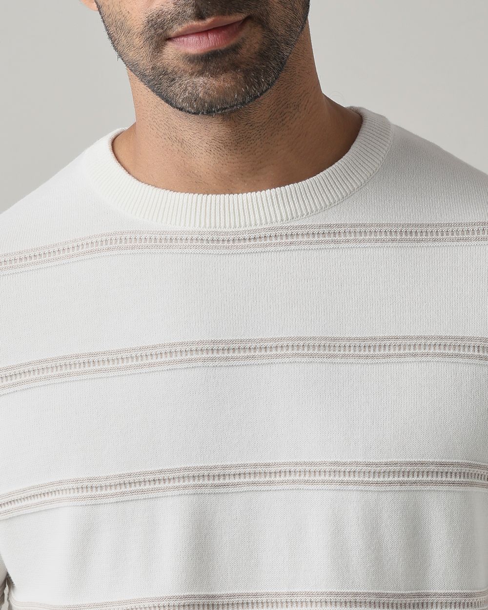 White Jacquard Slim Fit Flatknit
