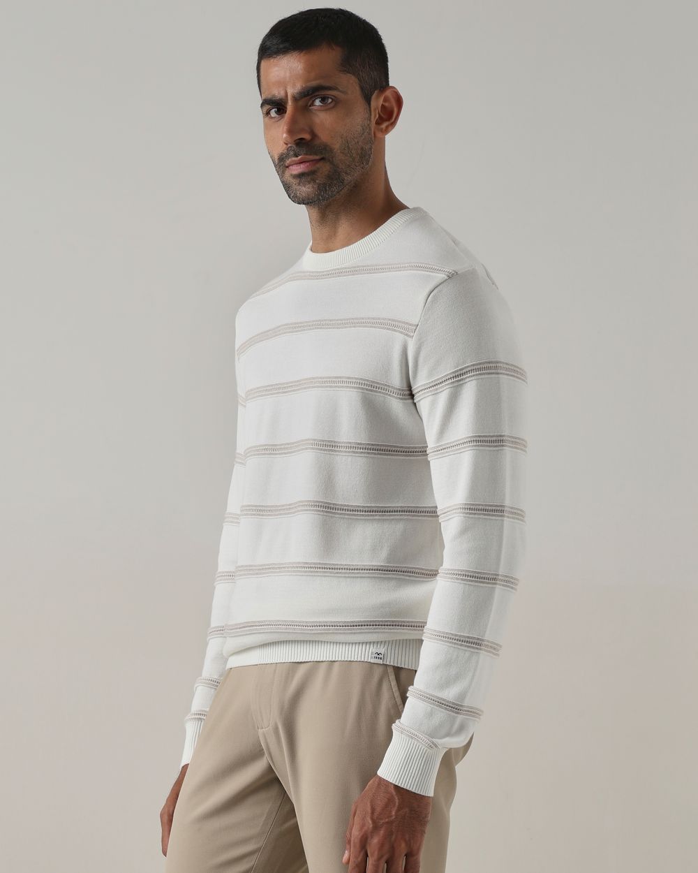 White Jacquard Slim Fit Flatknit